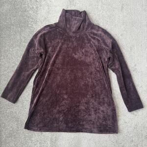 J Jill Pullover Womens Medium Purple Velour Pure Jill Long Sleeve Tunic Top Cozy